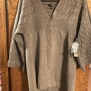 Dark tan long coat sweater, made by Anna